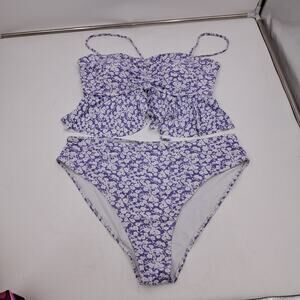 Women's 3XL Lavender White Floral Tankini Cheeky Bikini Swimsuit Bathing suit